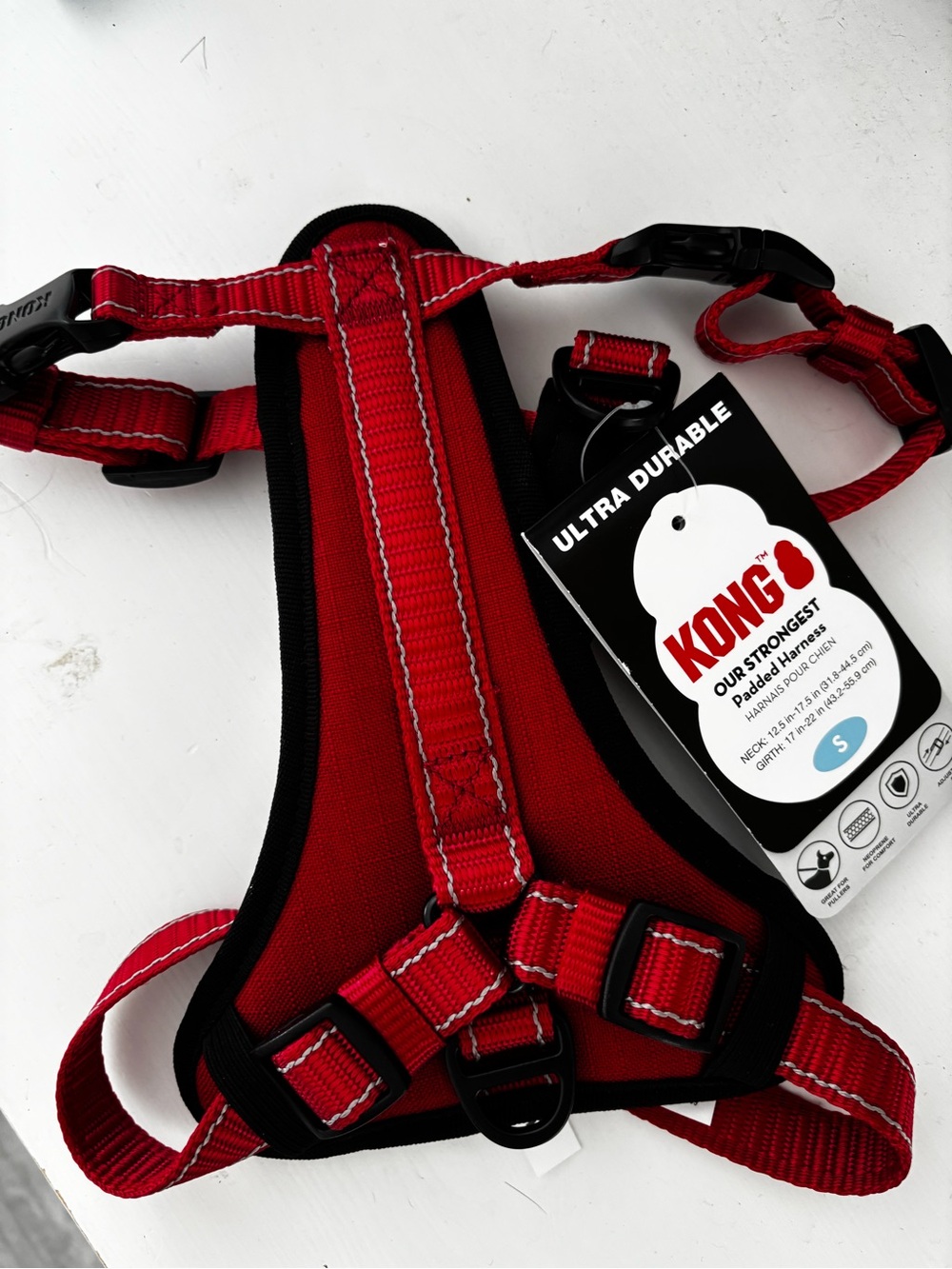 Kong Ultra Durable Red Padded Dog Harness with Black Trim